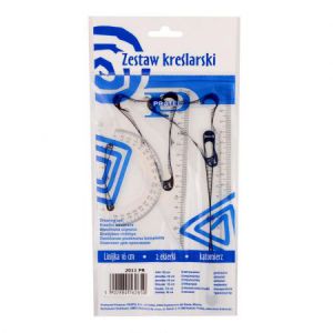 Zestaw kreślarski Pratel, Linijka 16cm, 2xEkierka, Kątomierz